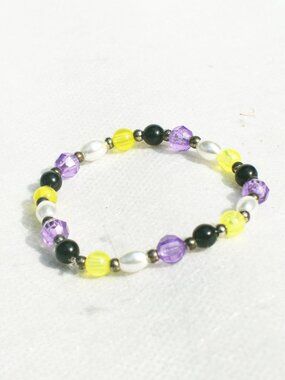 Handmade Beaded Nonbinary Pride Bracelet